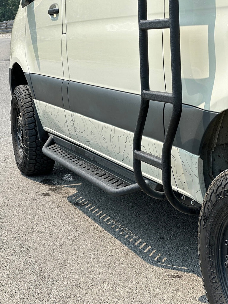 Apex Side Steps | 144" Sprinter | Drop-Down | Short 83" Driver Side | Aluminum